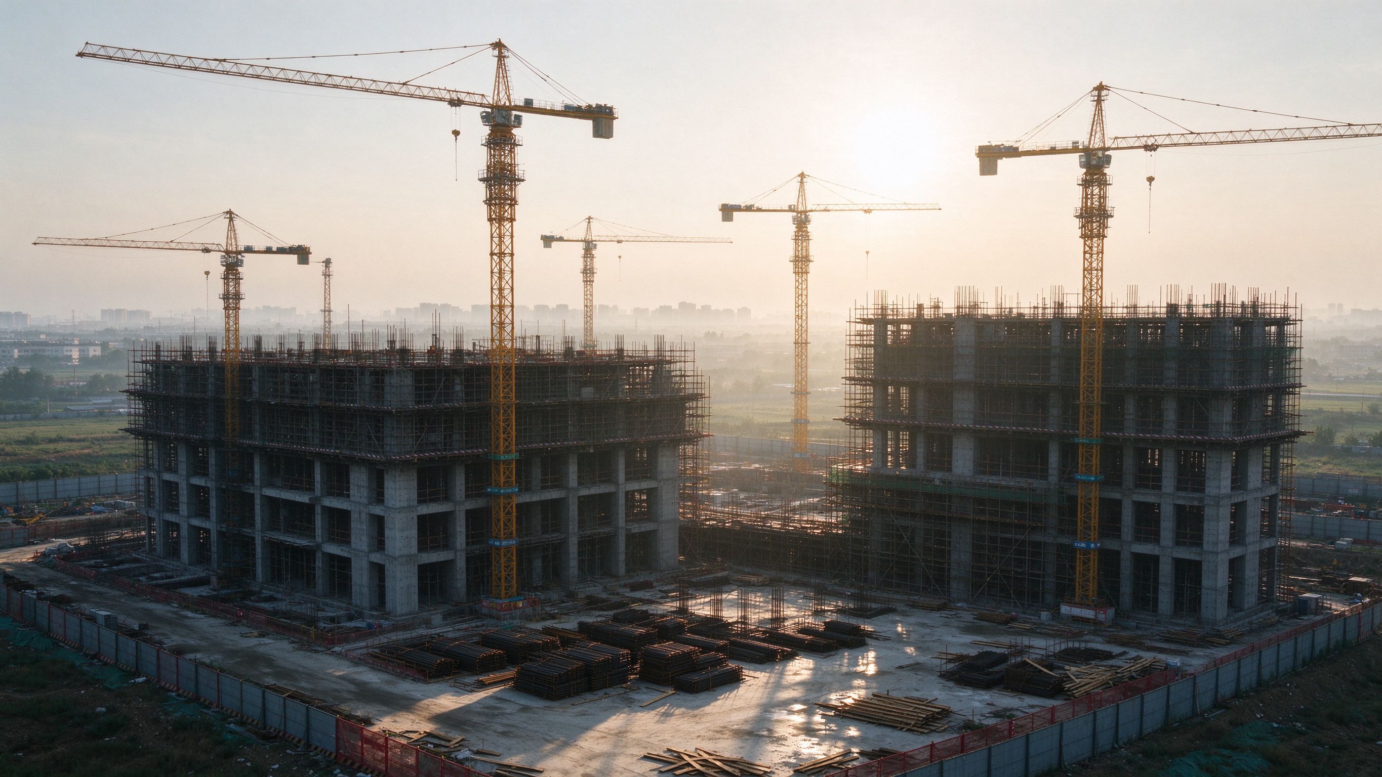 河南许昌漯河建筑工地施工场景