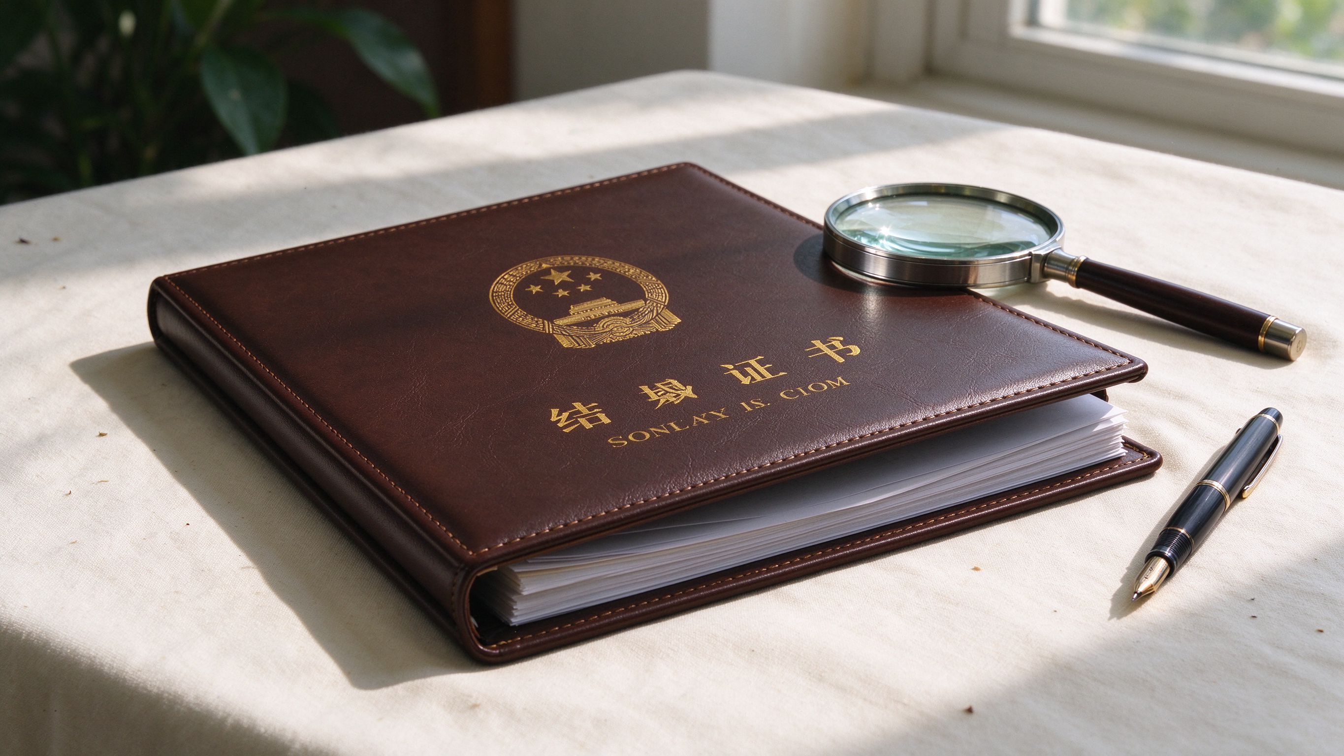 皮质证书封皮与放大镜